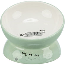 Trixie Voerbak / Drinkbak Kat Verhoogd Keramiek Salie / Wit 150 Ml 13 Cm