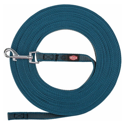 Trixie Hondenriem Sleeplijn Met Rubber Anti Slip Petrol Blauw L/Xl 5 Mtr X 1,7 Cm