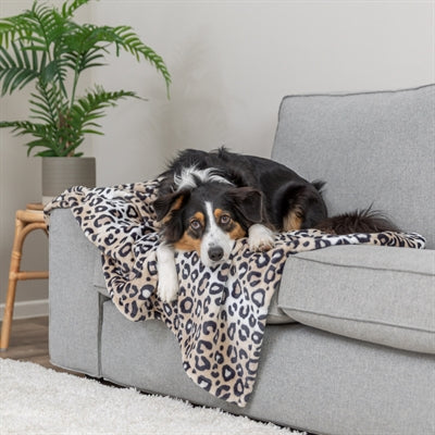 Trixie Hondendeken Leo Softpluche Panterprint Creme 100X70 Cm