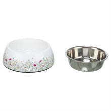 Trixie Voerbak / Drinkbak Bloemmotief Rvs Wit / Meerkleurig 14X14X4,5 Cm