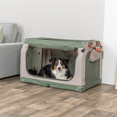 Trixie Kennel Comfy Bench Stof / Reismand Olijfgroen / Beige 47,5X70X44,5 Cm